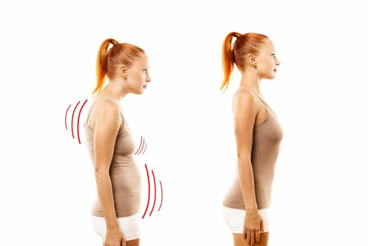 Image showing a good and bad example of posture while standing up