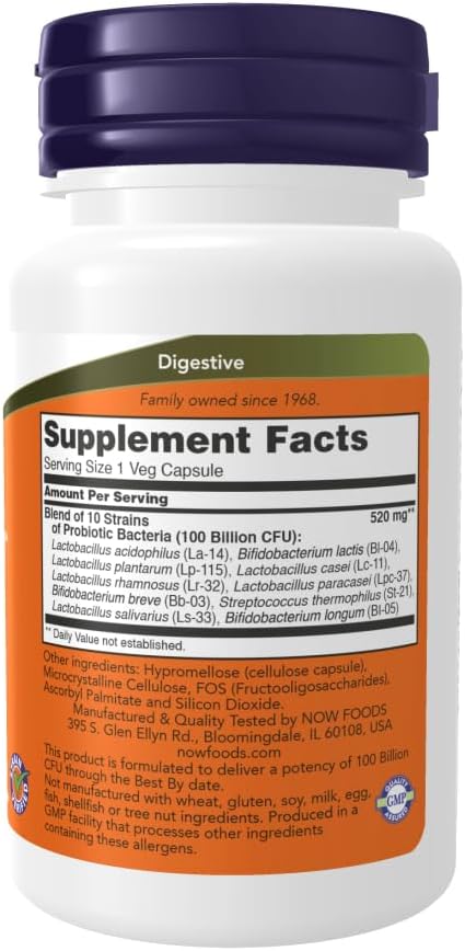 NOW Probiotic-10 supplements label